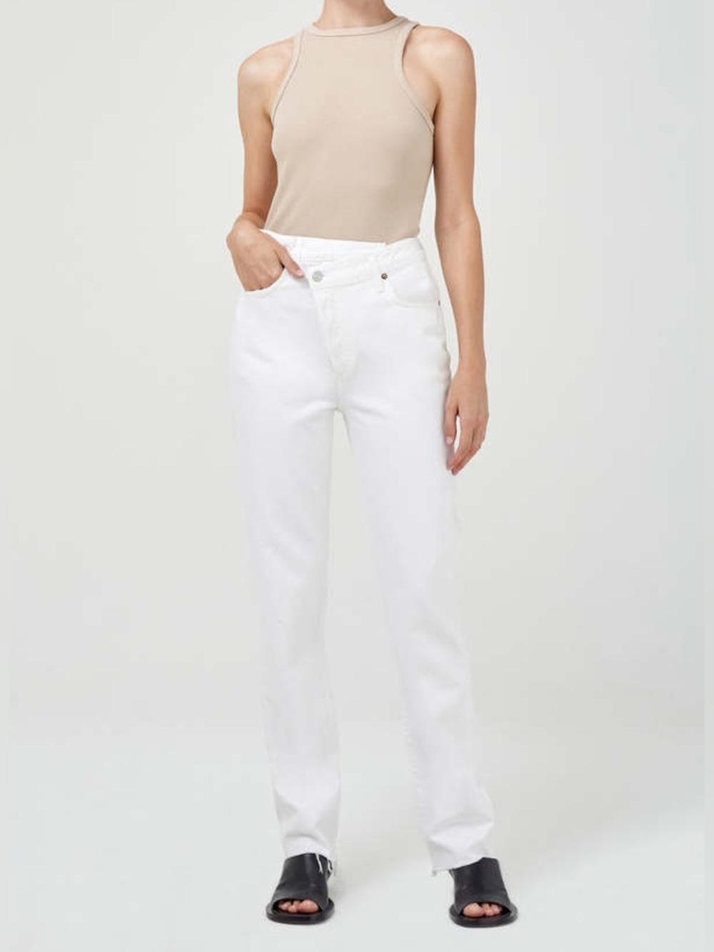 Agolde Criss Cross White Straight Jeans